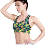 Yellow Orchid Pattern Print Women's Sports Bra