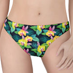 Yellow Orchid Pattern Print Women's Thong
