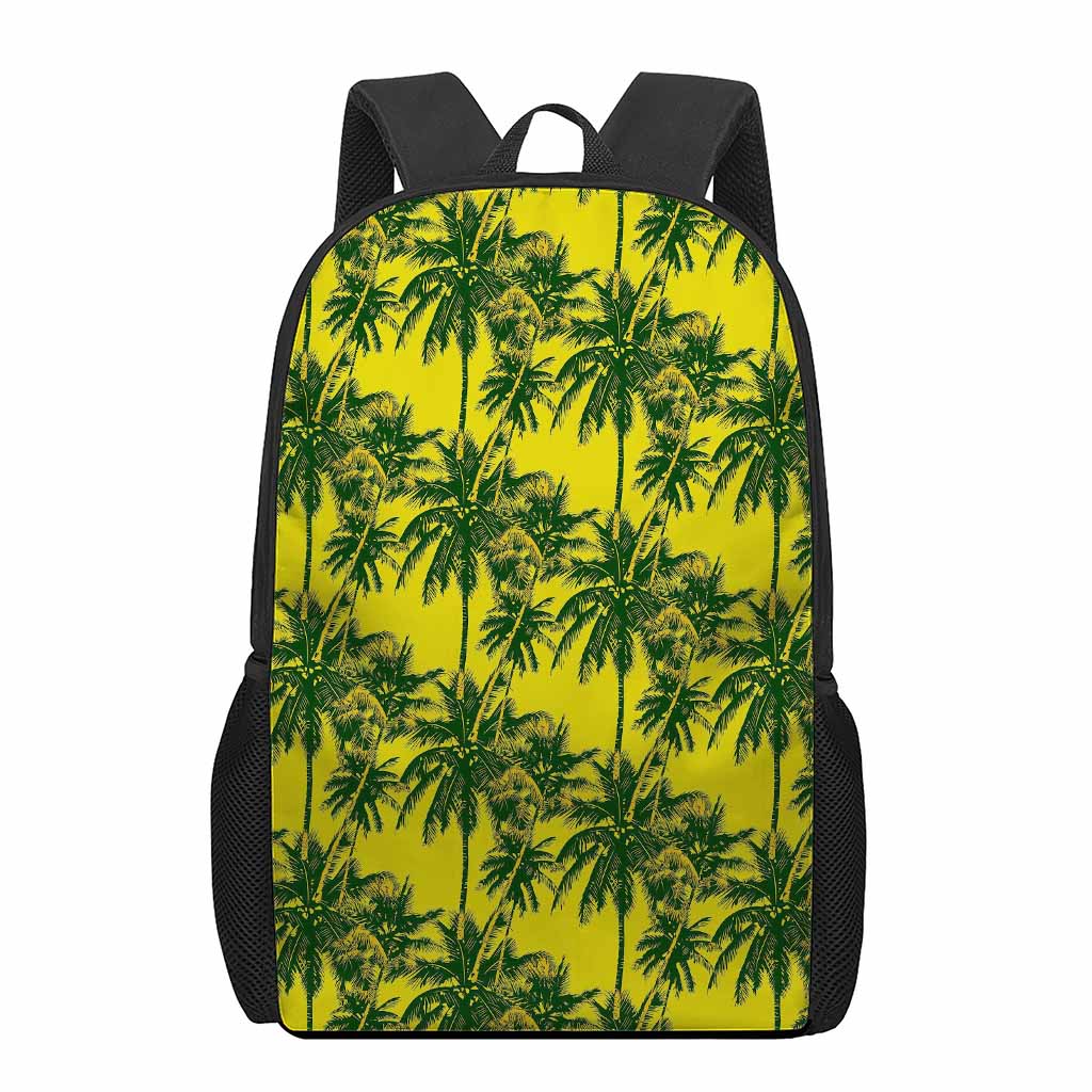 Yellow Palm Tree Pattern Print 17 Inch Backpack