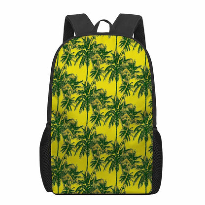 Yellow Palm Tree Pattern Print 17 Inch Backpack