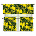 Yellow Palm Tree Pattern Print 3 Piece Kitchen Curtains