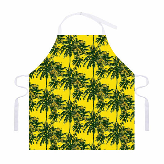 Yellow Palm Tree Pattern Print Adjustable Apron