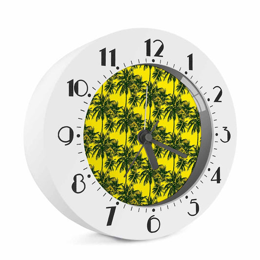Yellow Palm Tree Pattern Print Alarm Clock