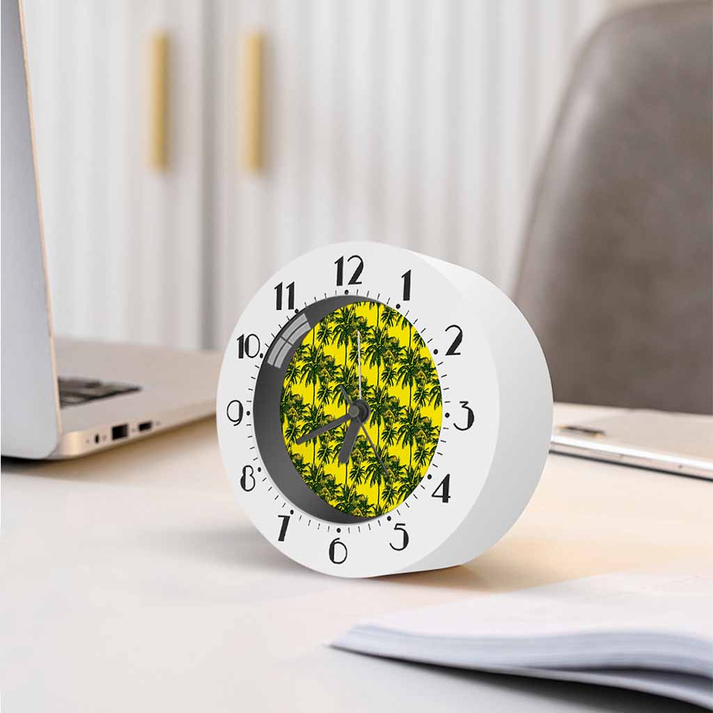 Yellow Palm Tree Pattern Print Alarm Clock