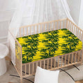 Yellow Palm Tree Pattern Print Baby Crib Sheet