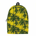 Yellow Palm Tree Pattern Print School Backpack