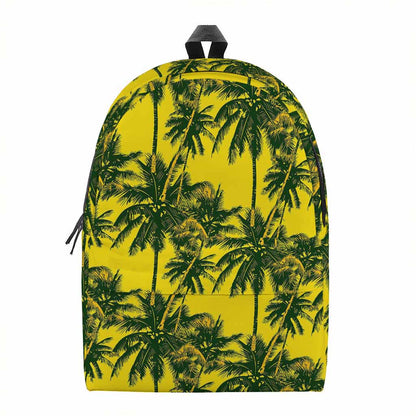 Yellow Palm Tree Pattern Print Backpack