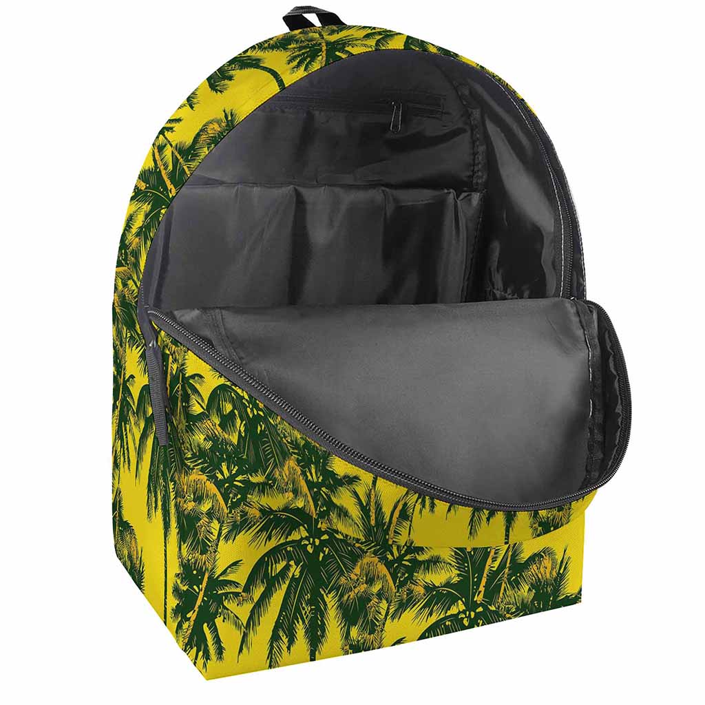 Yellow Palm Tree Pattern Print Backpack