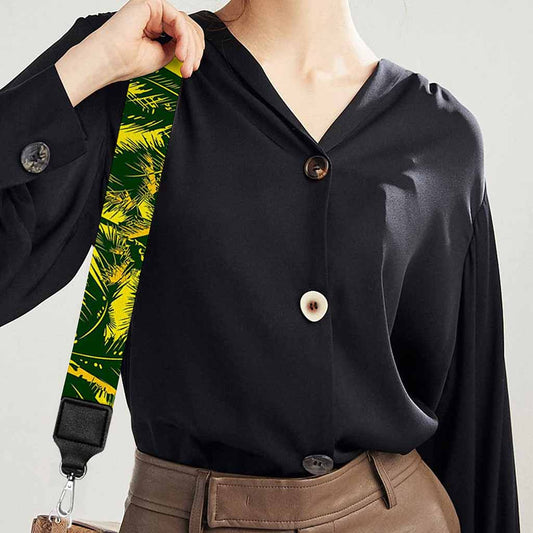 Yellow Palm Tree Pattern Print Bag Strap