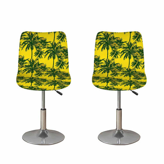 Yellow Palm Tree Pattern Print Bar Stool Covers