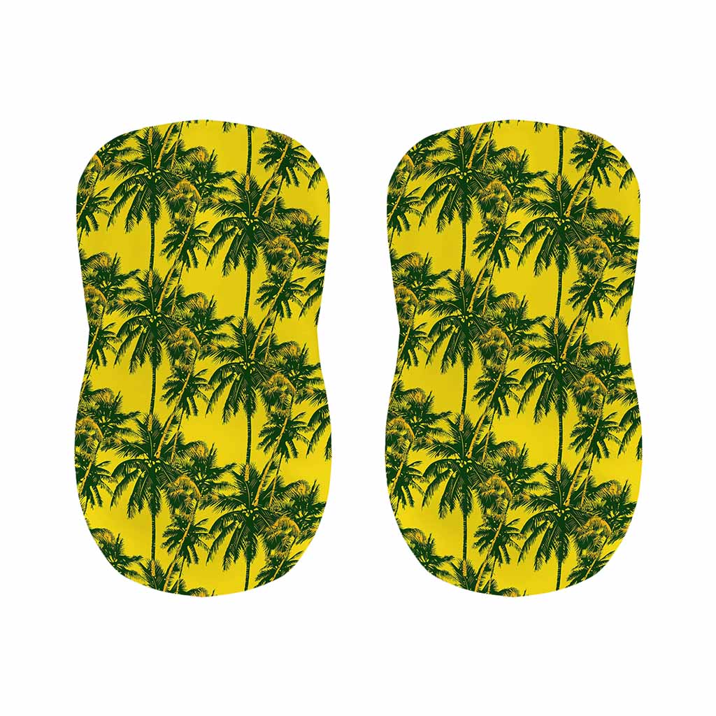 Yellow Palm Tree Pattern Print Bar Stool Covers