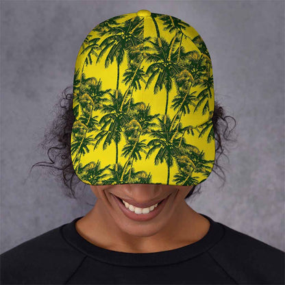 Yellow Palm Tree Pattern Print Baseball Cap