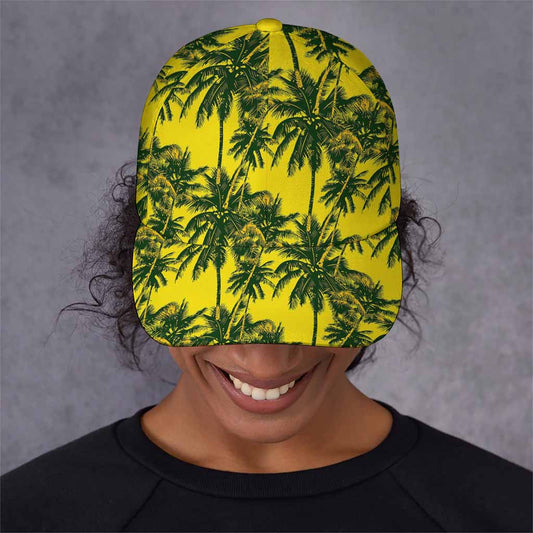 Yellow Palm Tree Pattern Print Baseball Cap