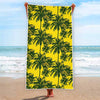 Yellow Palm Tree Pattern Print Beach Towel