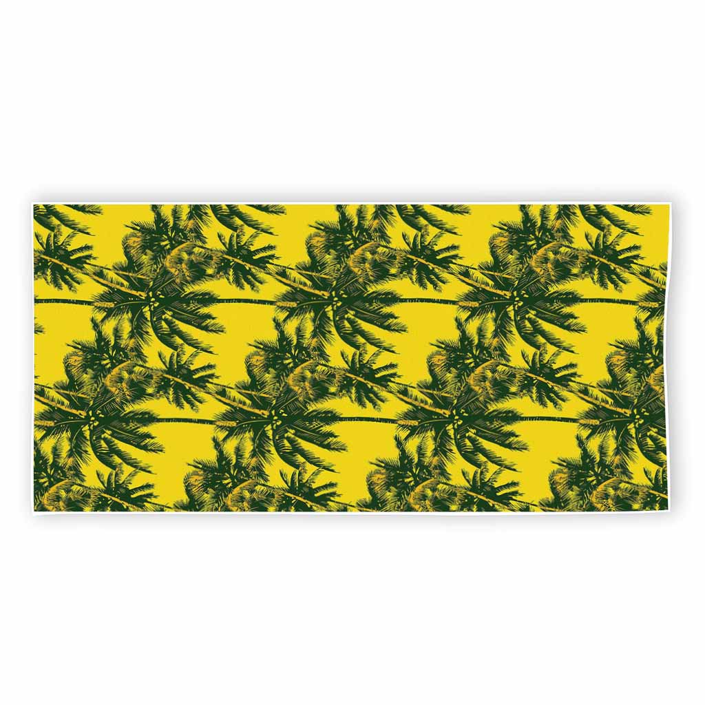 Yellow Palm Tree Pattern Print Beach Towel