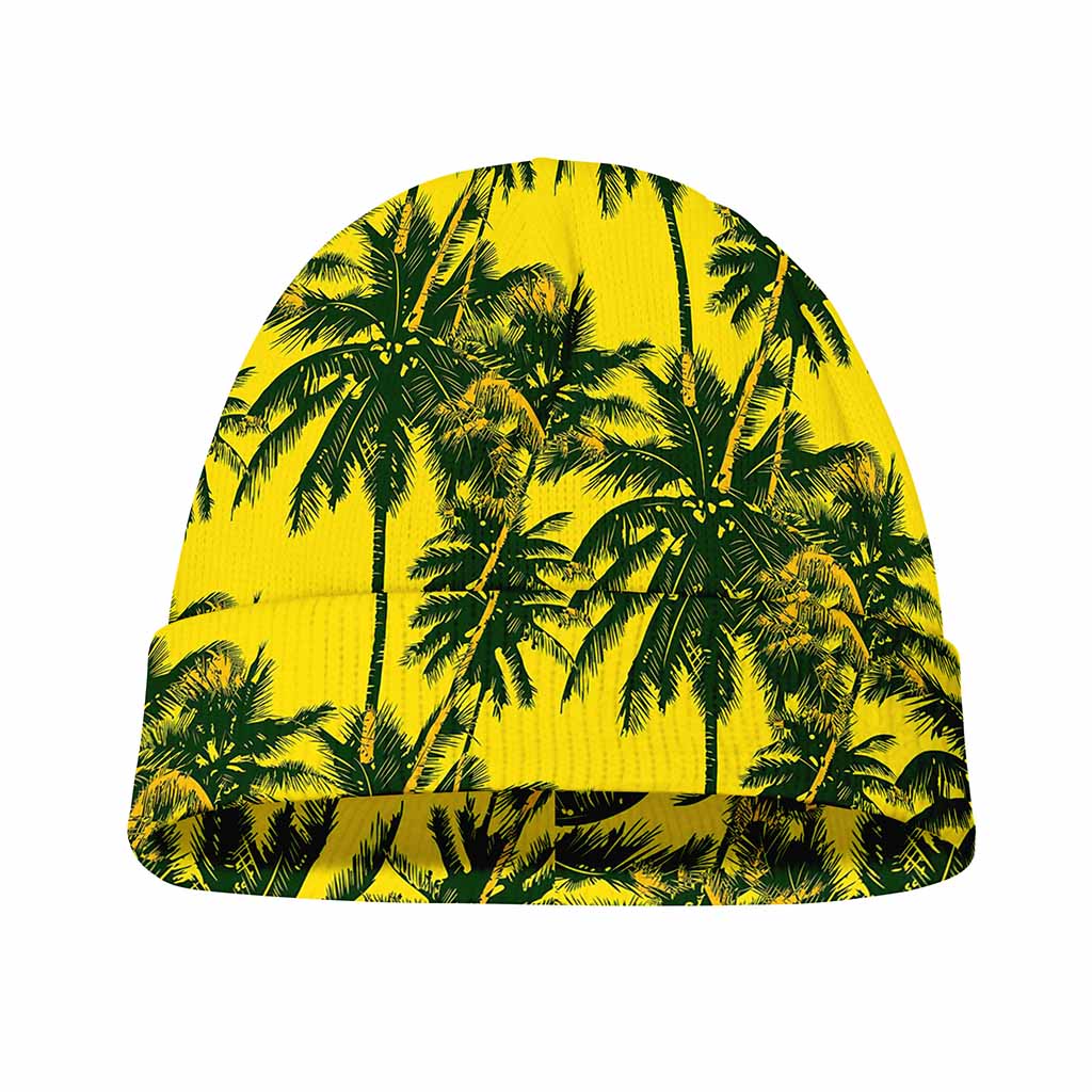 Yellow Palm Tree Pattern Print Beanie