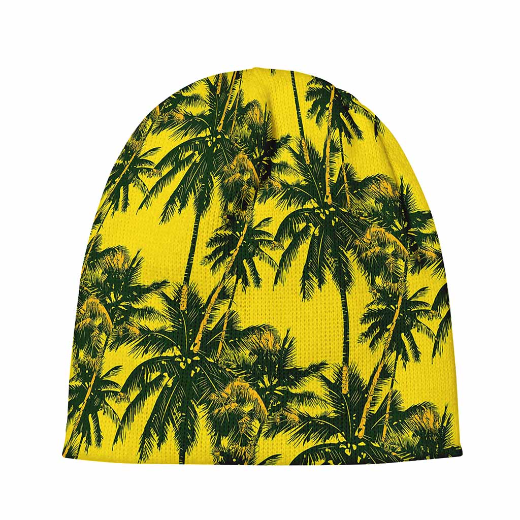 Yellow Palm Tree Pattern Print Beanie