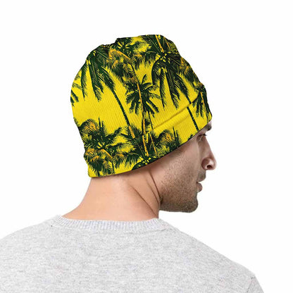 Yellow Palm Tree Pattern Print Beanie