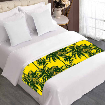 Yellow Palm Tree Pattern Print Bed Runner