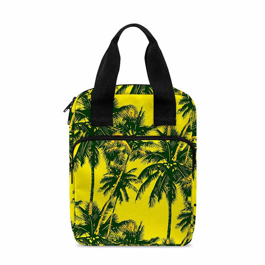Yellow Palm Tree Pattern Print Bible Tote Bag