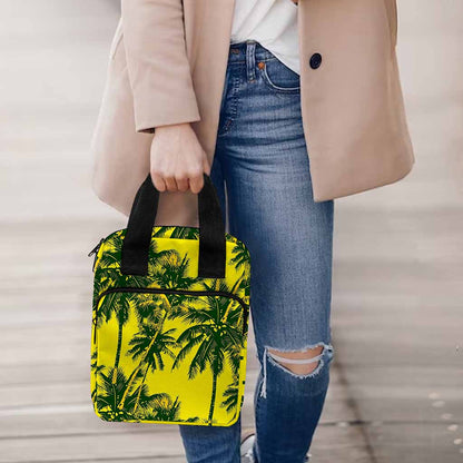 Yellow Palm Tree Pattern Print Bible Tote Bag