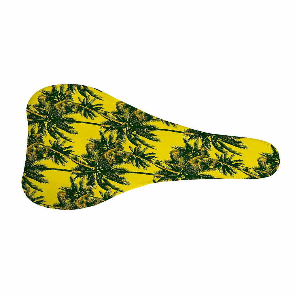 Yellow Palm Tree Pattern Print Bicycle Seat Cover