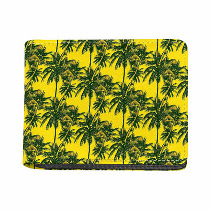 Yellow Palm Tree Pattern Print Bifold Wallet