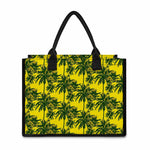 Yellow Palm Tree Pattern Print Canvas Tote Bag