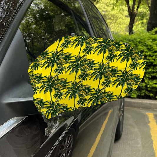 Yellow Palm Tree Pattern Print Car Side Mirror Covers