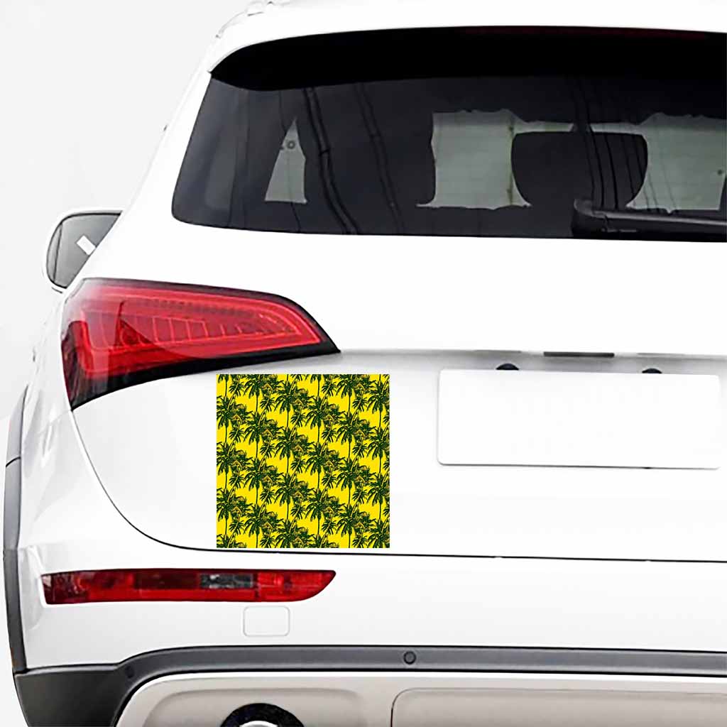 Yellow Palm Tree Pattern Print Car Sticker