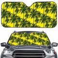 Yellow Palm Tree Pattern Print Car Windshield Sun Shade