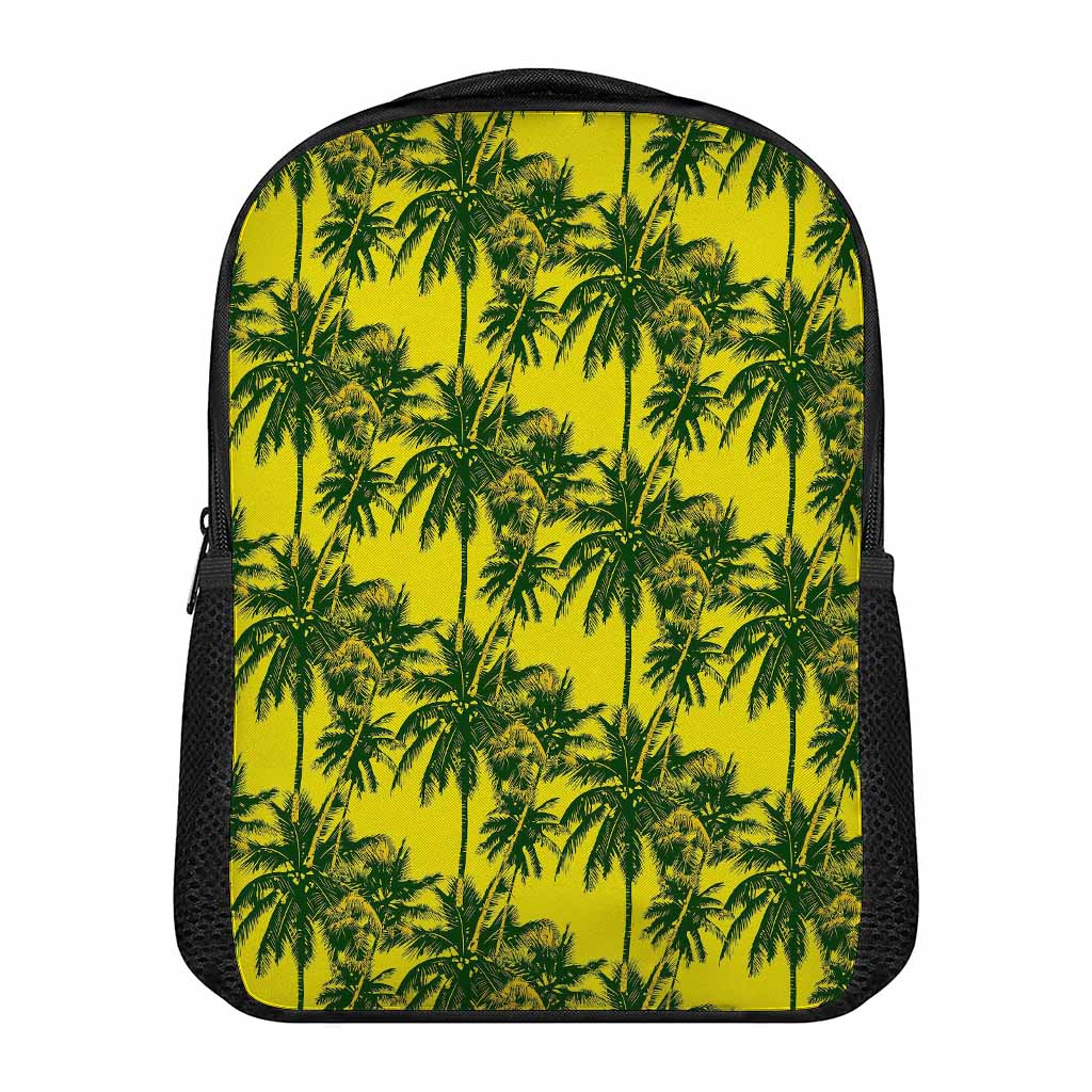 Yellow Palm Tree Pattern Print Casual Backpack