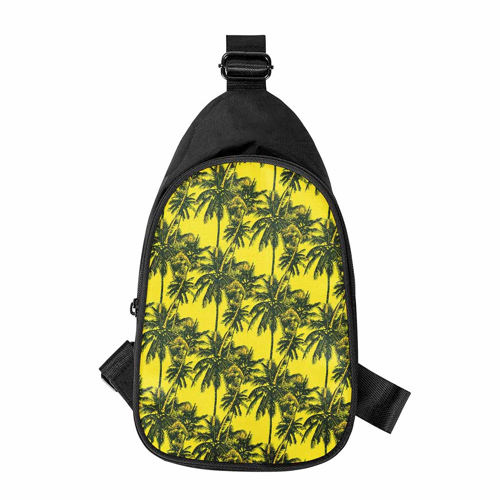 Yellow Palm Tree Pattern Print Chest Bag