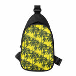 Yellow Palm Tree Pattern Print Chest Bag