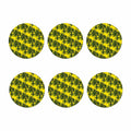 Yellow Palm Tree Pattern Print Coaster Set