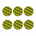 Yellow Palm Tree Pattern Print Coaster Set