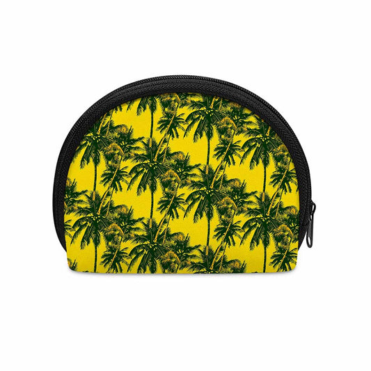 Yellow Palm Tree Pattern Print Coin Purse