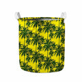 Yellow Palm Tree Pattern Print Collapsible Laundry Basket