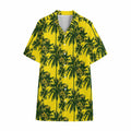 Yellow Palm Tree Pattern Print Cotton Hawaiian Shirt
