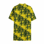 Yellow Palm Tree Pattern Print Cotton Hawaiian Shirt