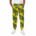 Yellow Palm Tree Pattern Print Cotton Sweatpants
