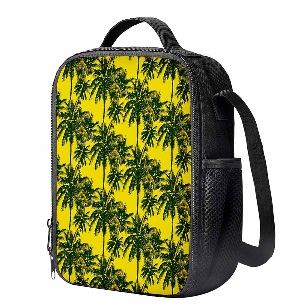 Yellow Palm Tree Pattern Print Crossbody Lunch Bag