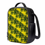 Yellow Palm Tree Pattern Print Crossbody Lunch Bag