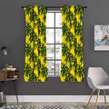 Yellow Palm Tree Pattern Print Grommet Curtain Panels