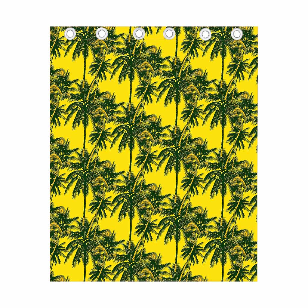 Yellow Palm Tree Pattern Print Curtain
