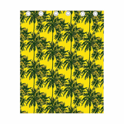 Yellow Palm Tree Pattern Print Curtain