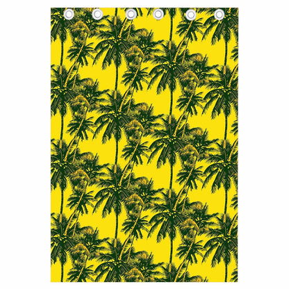 Yellow Palm Tree Pattern Print Curtain