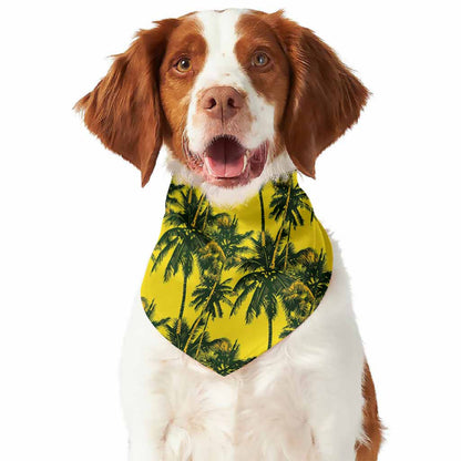 Yellow Palm Tree Pattern Print Dog Bandana