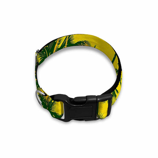 Yellow Palm Tree Pattern Print Dog Collar