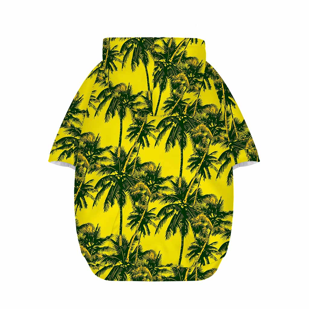 Yellow Palm Tree Pattern Print Dog Zip Up Hoodie